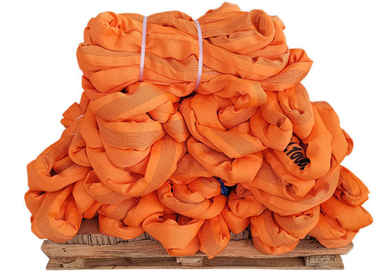 kaufen Schwergewichte Endlose Runde Schlinge Polyester Material Flachgewebtes Muster Orange Farbe online manufacture